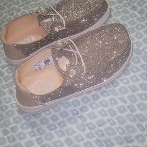 Hey Dude Womens Glitter Shoes - Silver